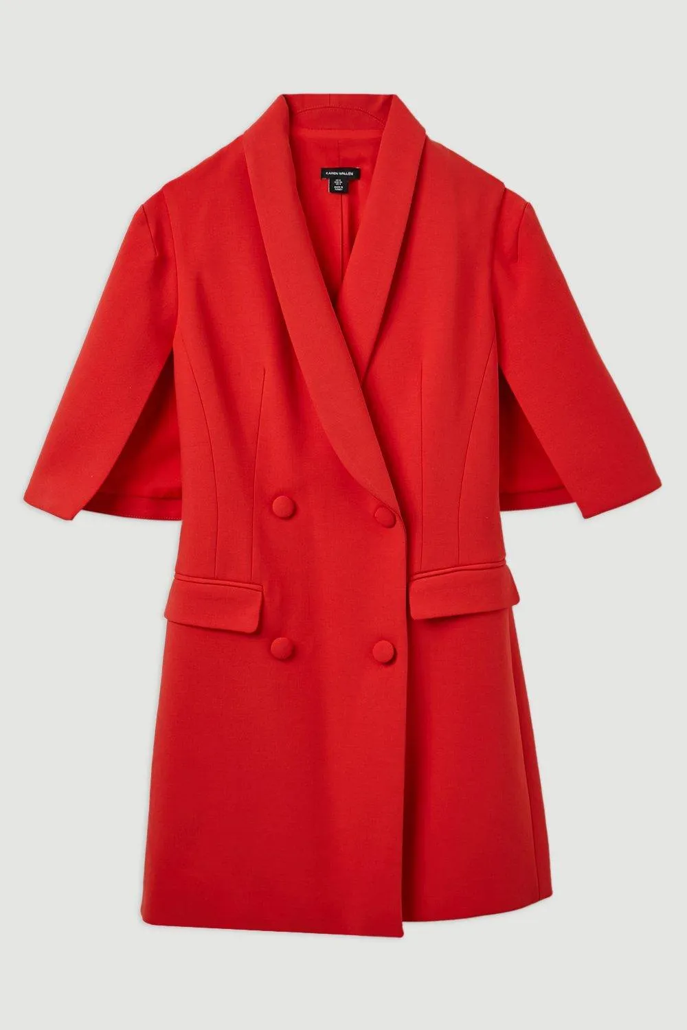 Compact Stretch Tailored Tuxedo Cape Sleeve Mini Blazer Dress BKK19923