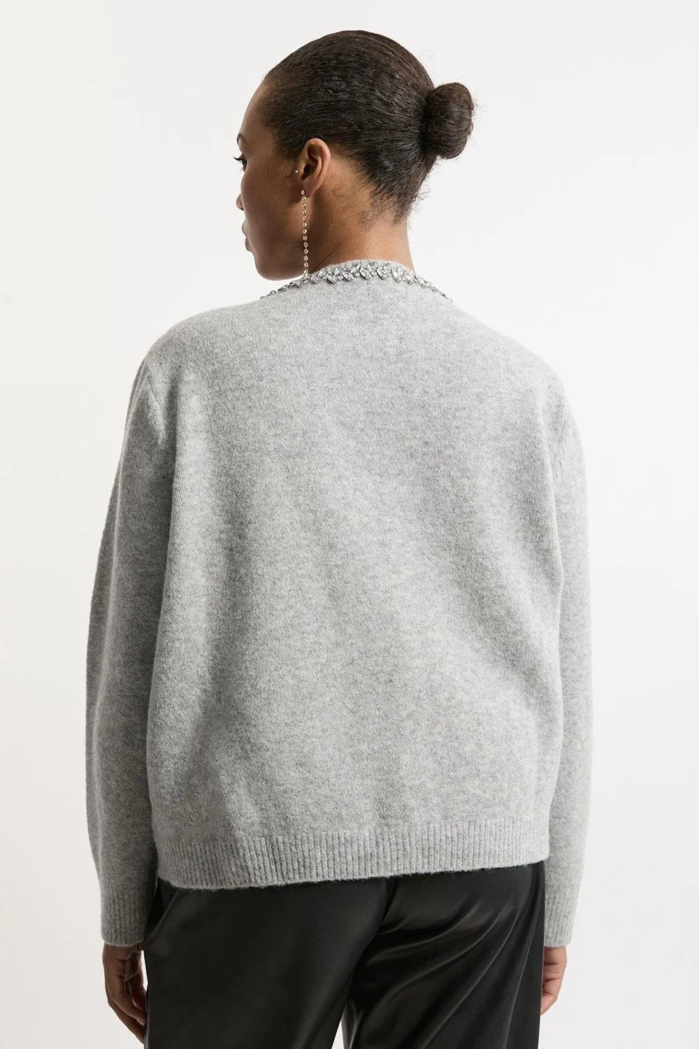 Plus Size Embellished Trim Cosy Knit Cardigan BKK19955 5 Plus Size Embellished Trim Cosy Knit Cardigan BKK19955