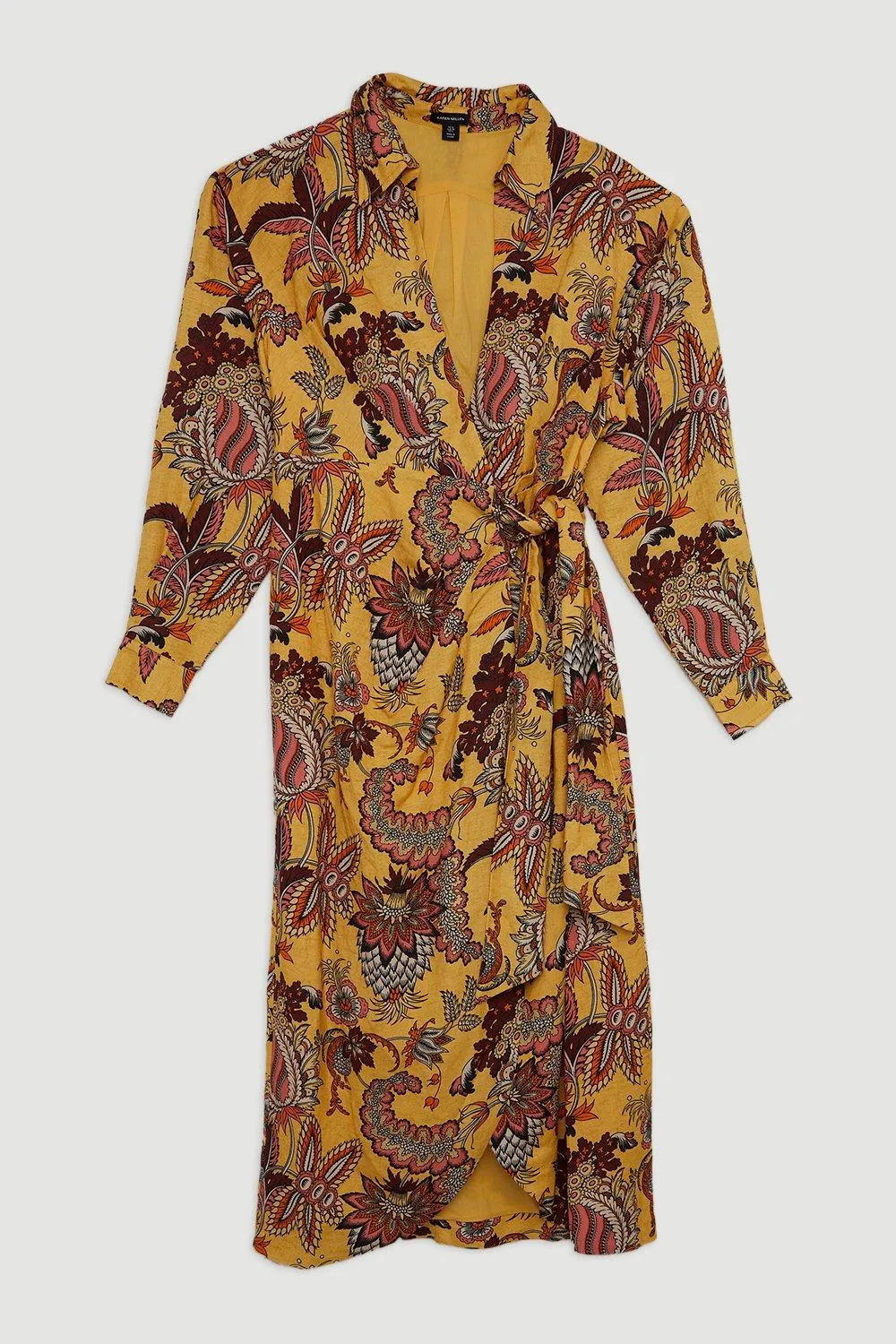 Viscose Linen Woven Shirt Midi Dress BKK19974