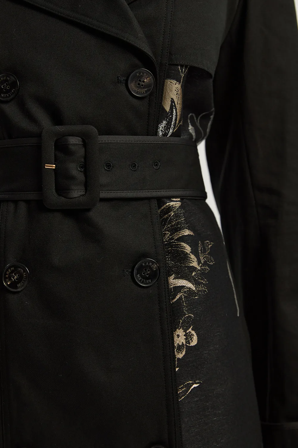 Petite Printed Jacquard Trench Coat BKK24553 3 Petite Printed Jacquard Trench Coat BKK24553