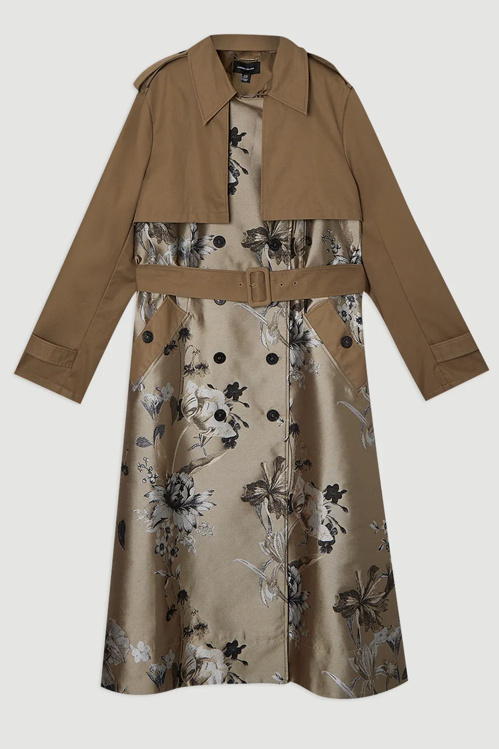 Tailored Jacquard Mix Trench Midi Coat BKK24556 4 Tailored Jacquard Mix Trench Midi Coat BKK24556