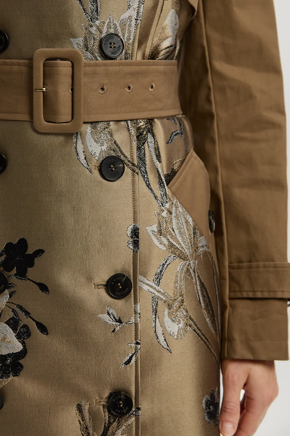 Tailored Jacquard Mix Trench Midi Coat BKK24556 5 Tailored Jacquard Mix Trench Midi Coat BKK24556