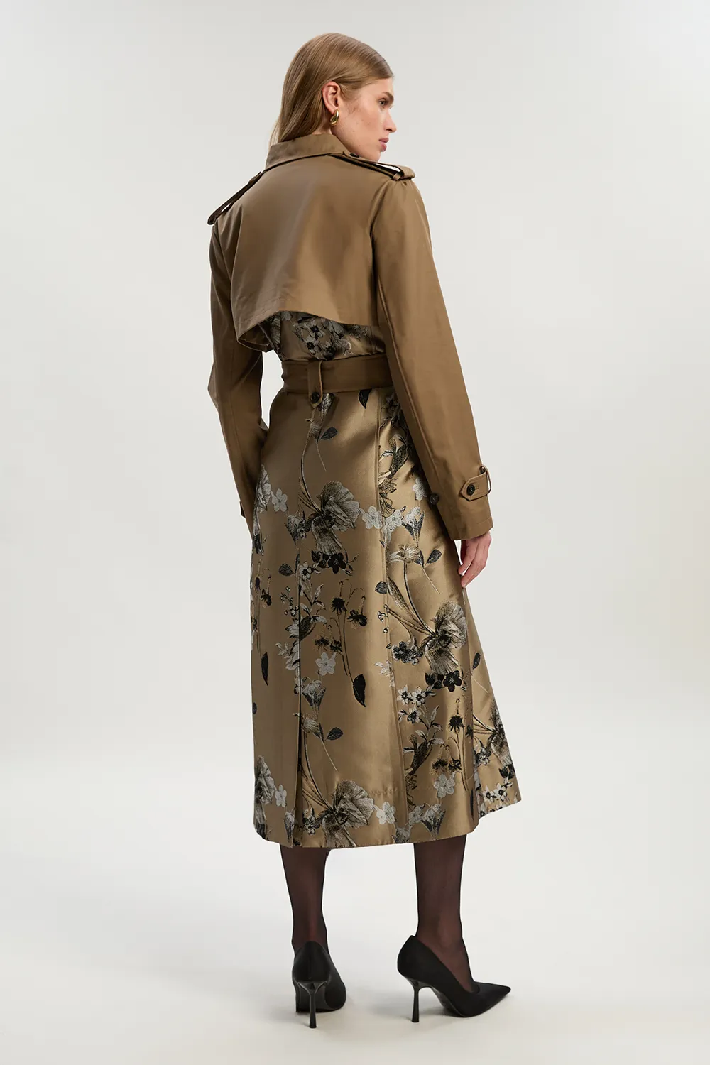 Tailored Jacquard Mix Trench Midi Coat BKK24556 6 Tailored Jacquard Mix Trench Midi Coat BKK24556
