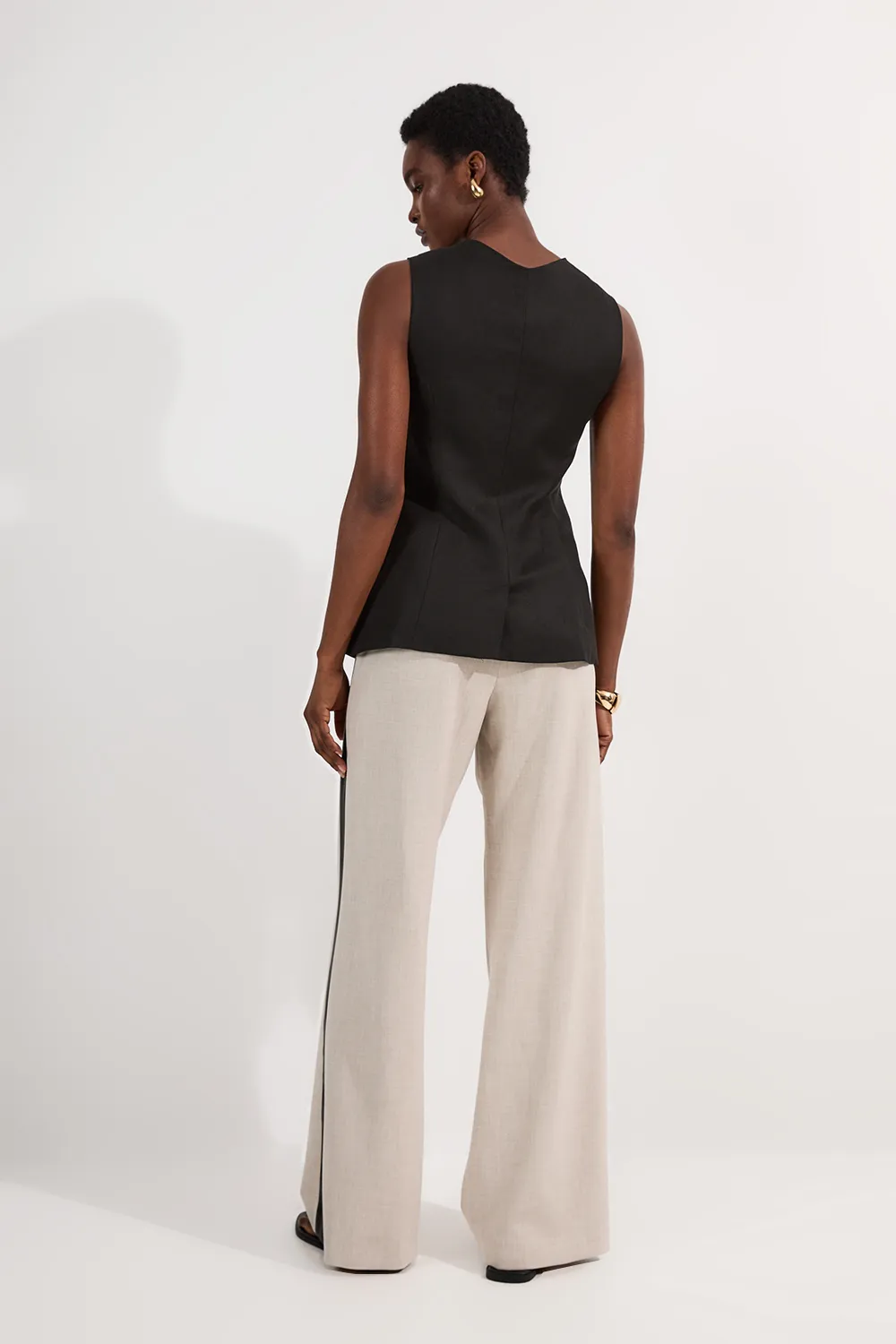 Tailored Marl Pu Tipped Wide Leg Pants BKK24562 3 Tailored Marl Pu Tipped Wide Leg Pants BKK24562