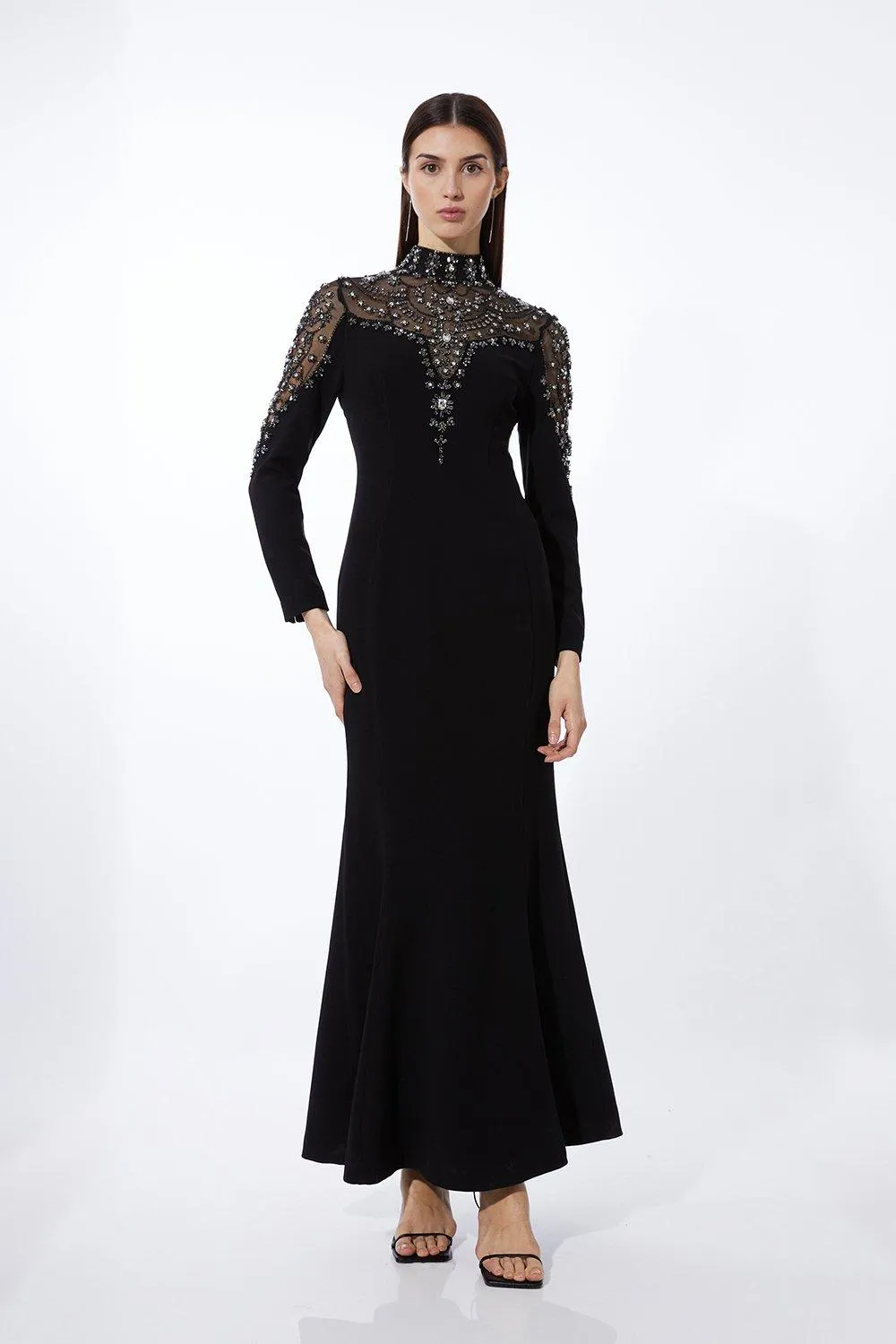 Premium Crystal Embellished Woven Maxi Dress BKK14354