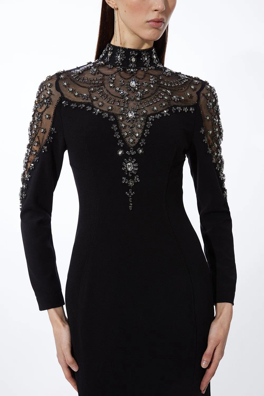 Premium Crystal Embellished Woven Maxi Dress BKK14354 5 Premium Crystal Embellished Woven Maxi Dress BKK14354