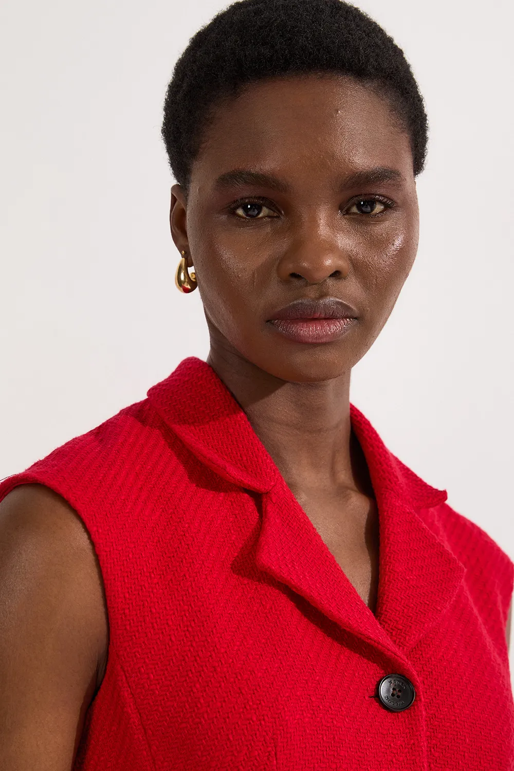 Petite Textured Tweed Belted Full Skirted Midi Dress BKK24603