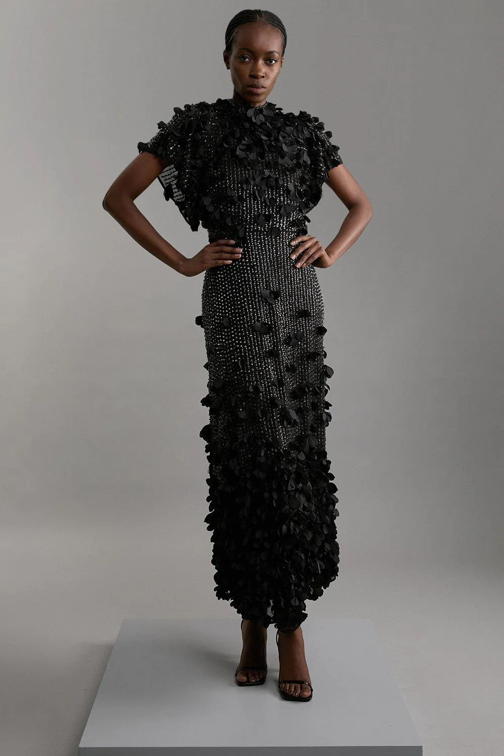 Petite Crystal Applique Angel Sleeve Midaxi Dress BKK20102