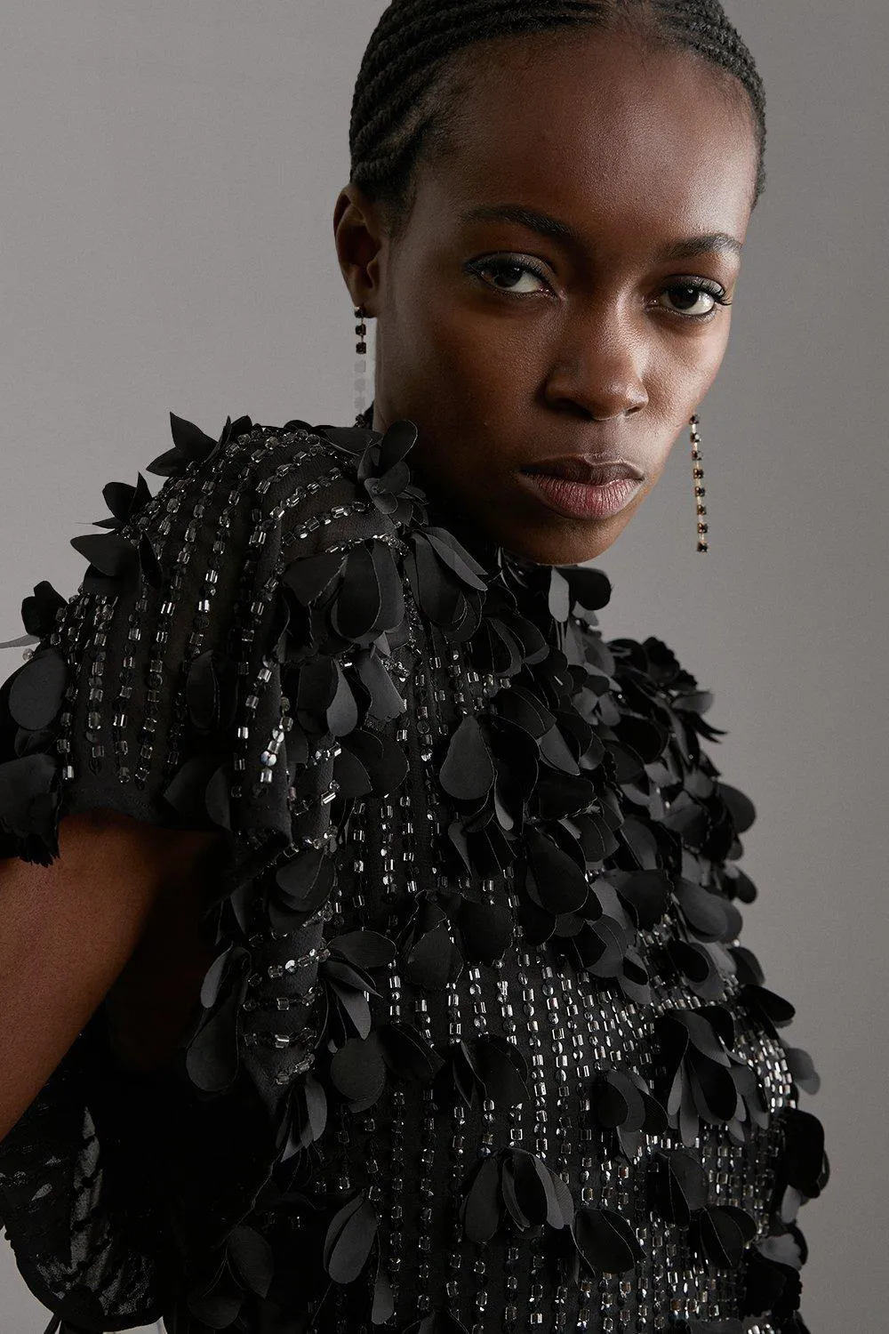 Petite Crystal Applique Angel Sleeve Midaxi Dress BKK20102