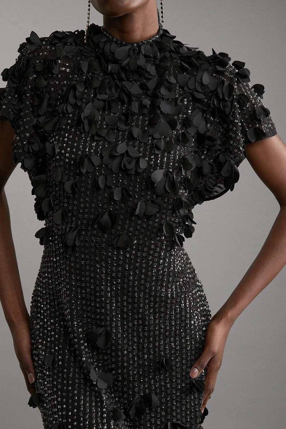 Petite Crystal Applique Angel Sleeve Midaxi Dress BKK20102 3 Petite Crystal Applique Angel Sleeve Midaxi Dress BKK20102