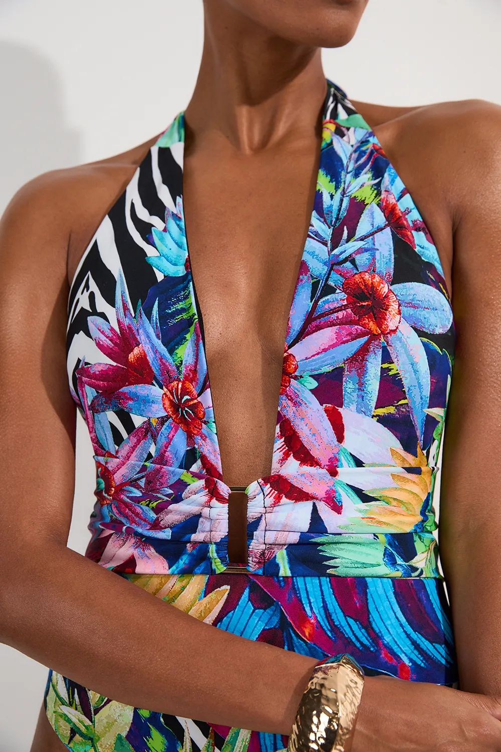 Tropical Floral Plunge Swimsuit BKK24628