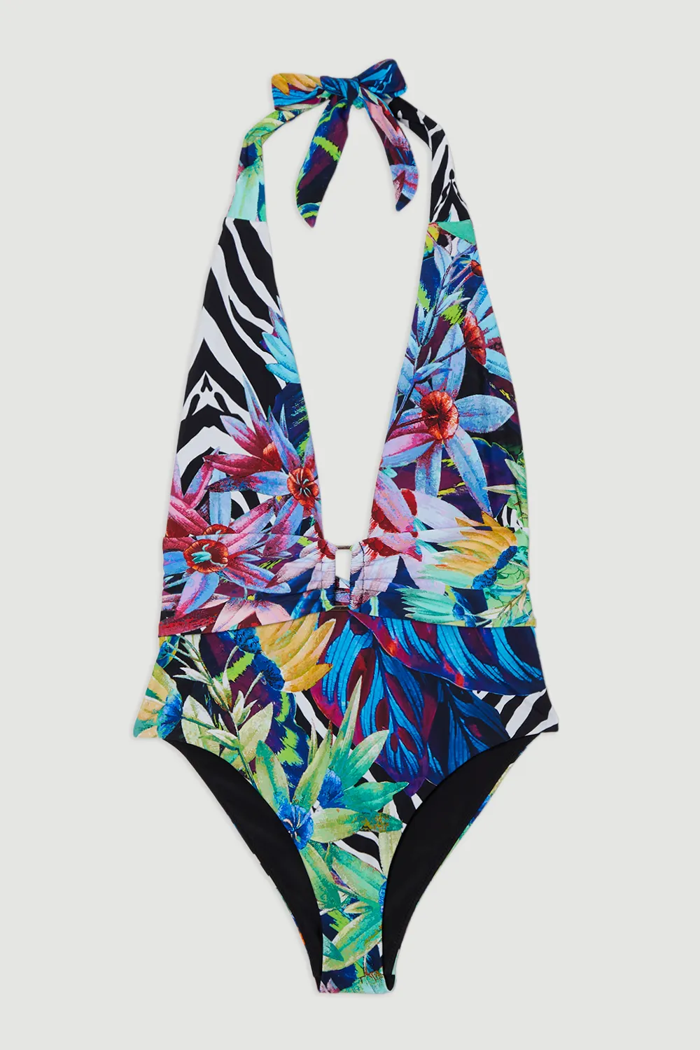Tropical Floral Plunge Swimsuit BKK24628 4 Tropical Floral Plunge Swimsuit BKK24628