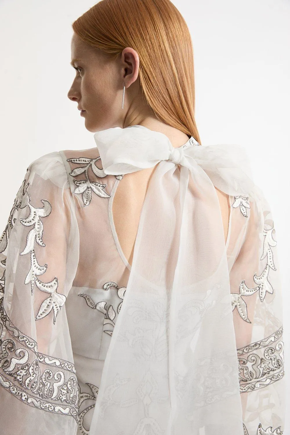 Baroque Organdie Applique Buttoned Woven Maxi Dress BKK20163