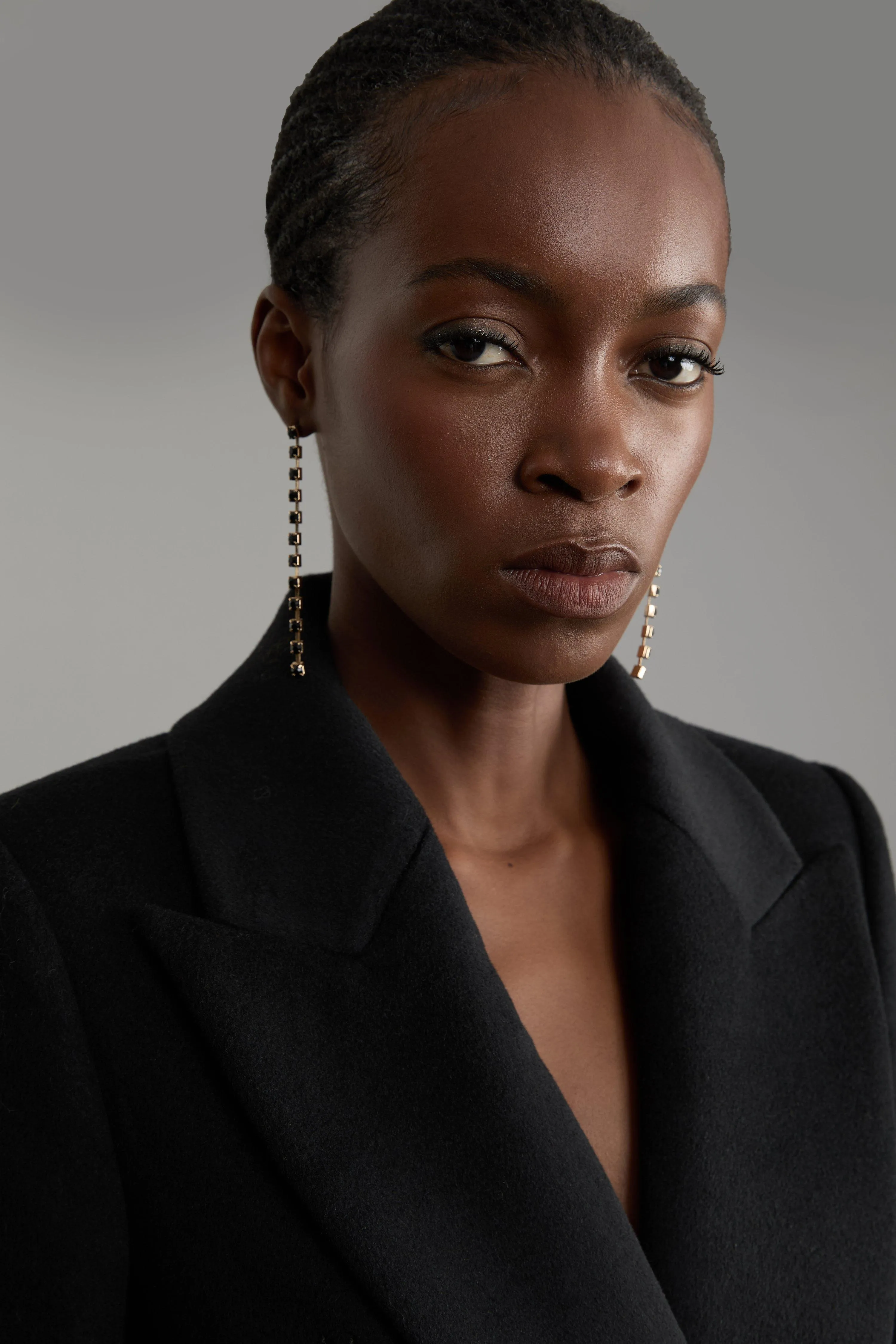 Wool Blend Satin Applique Embellished Double Breasted Tailored Midi Coat BKK20095