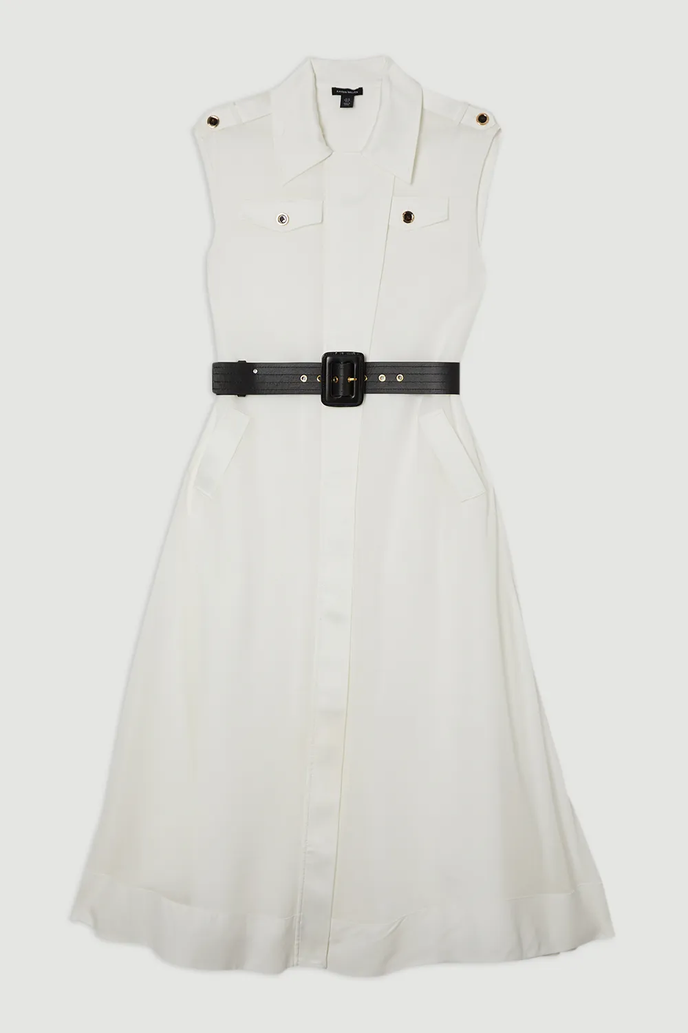 Petite Viscose Georgette Woven Trench Sleeveless Midi Dress BKK24763 4 Petite Viscose Georgette Woven Trench Sleeveless Midi Dress BKK24763