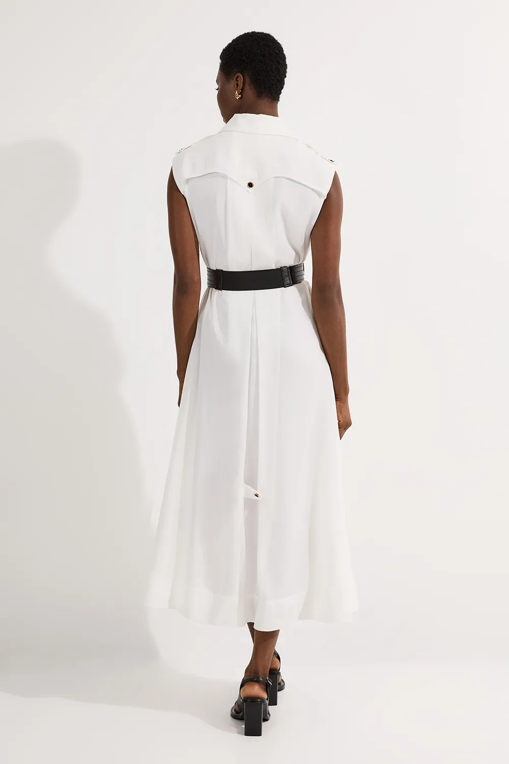 Petite Viscose Georgette Woven Trench Sleeveless Midi Dress BKK24763 5 Petite Viscose Georgette Woven Trench Sleeveless Midi Dress BKK24763