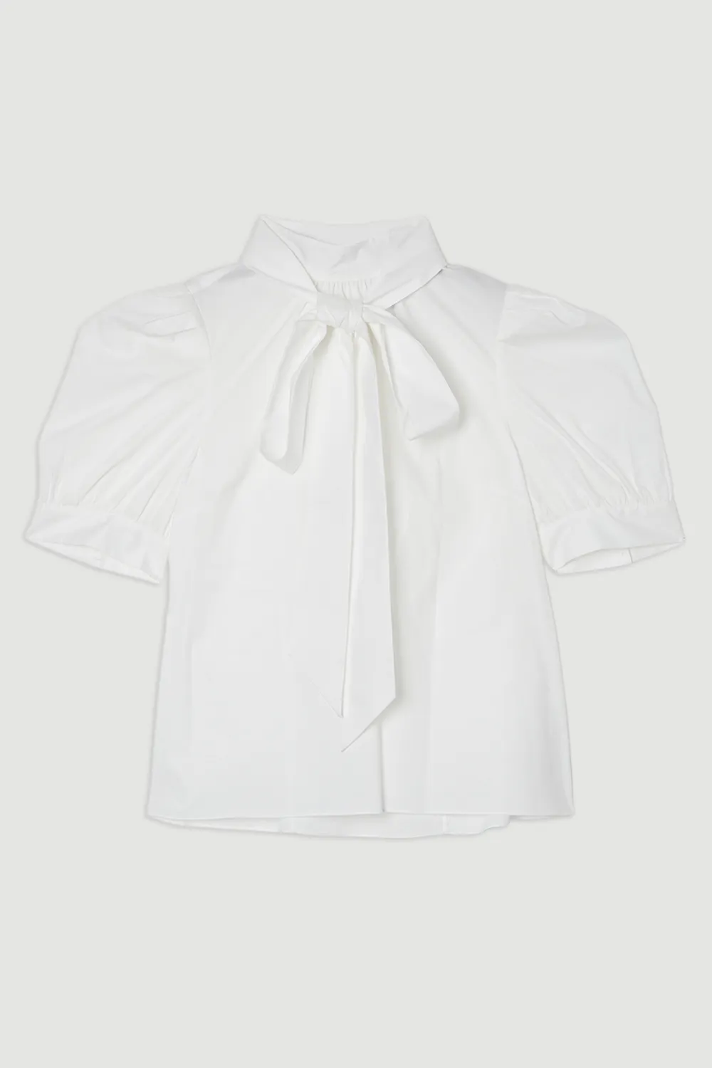 Plus Size Cotton Poplin Pussy Bow Puff Sleeve Woven Blouse BKK24774 4 Plus Size Cotton Poplin Pussy Bow Puff Sleeve Woven Blouse BKK24774