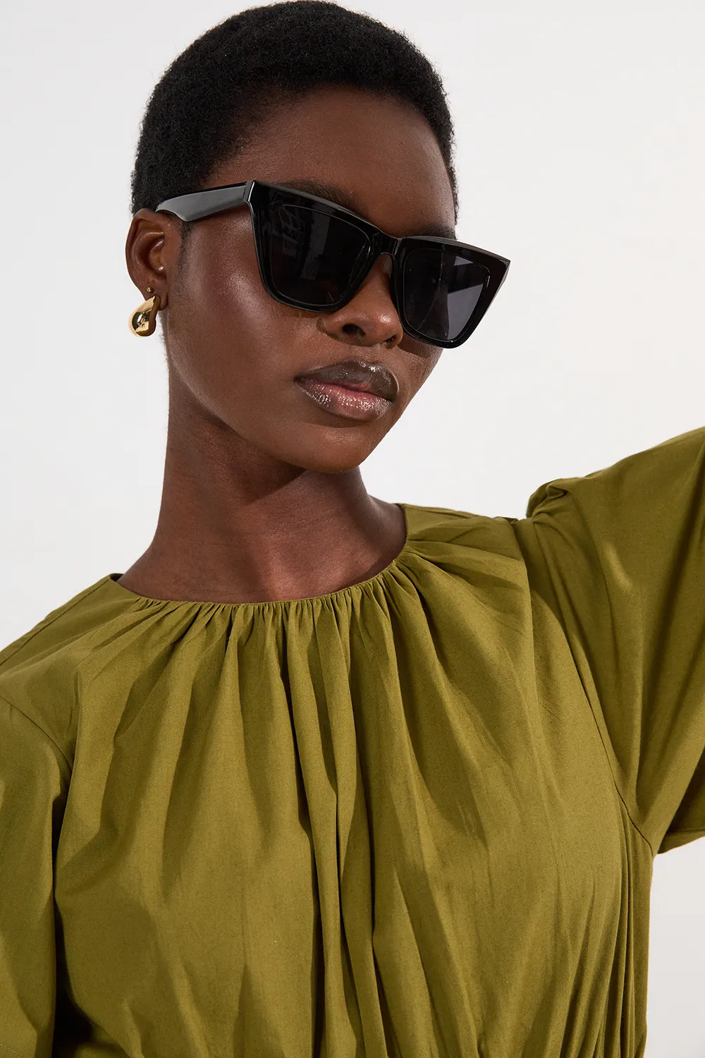 Shirred Cotton Tiered Woven Mini Dress BKK24776