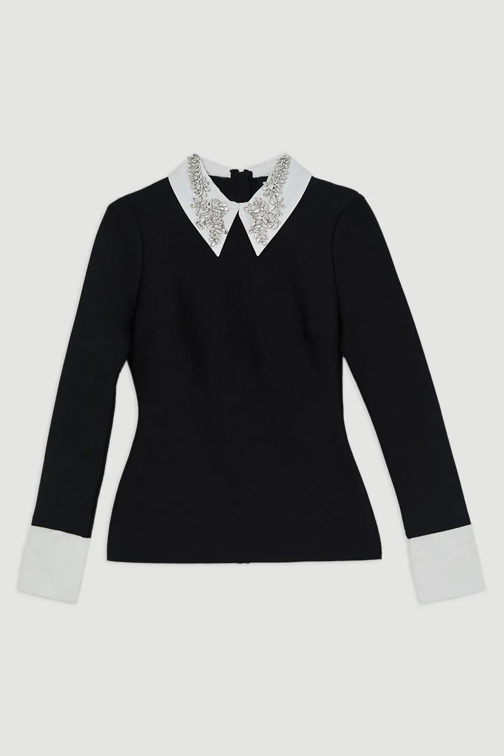 Figure Form Bandage Embellished Collar Knit Top BKK20276 4 Figure Form Bandage Embellished Collar Knit Top BKK20276