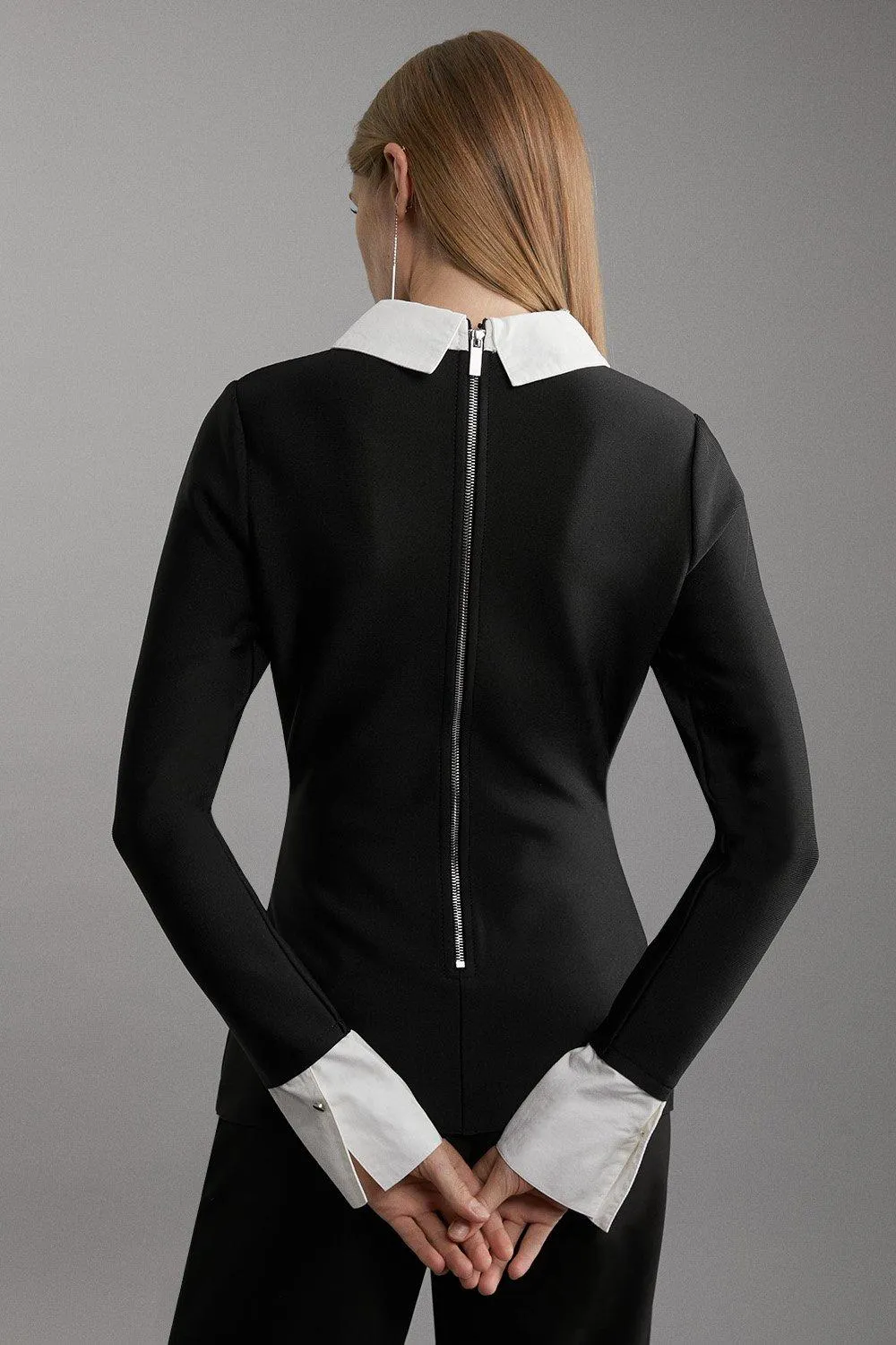 Figure Form Bandage Embellished Collar Knit Top BKK20276 5 Figure Form Bandage Embellished Collar Knit Top BKK20276