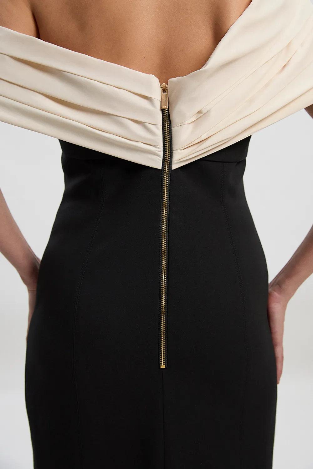 Clean Tailored Taffeta Mix Contrast Drama Sleeve Maxi Dress BKK24820 3 Clean Tailored Taffeta Mix Contrast Drama Sleeve Maxi Dress BKK24820