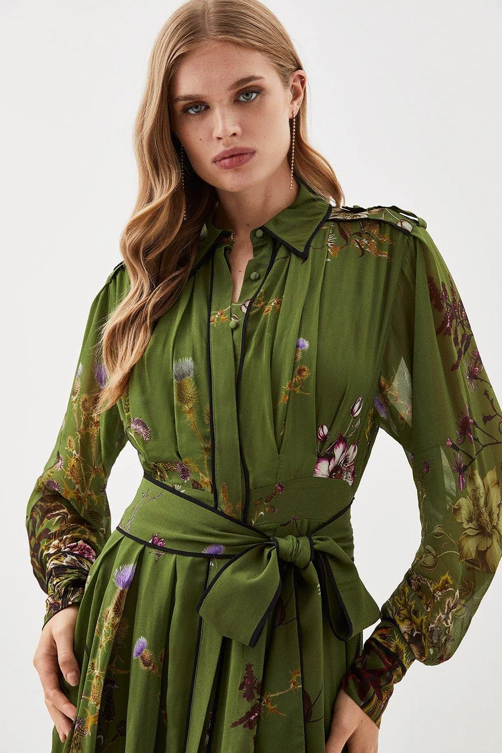 Lydia Millen Viscose Floral Border Shirt Woven Midi Dress BKK13578 3 Lydia Millen Viscose Floral Border Shirt Woven Midi Dress BKK13578