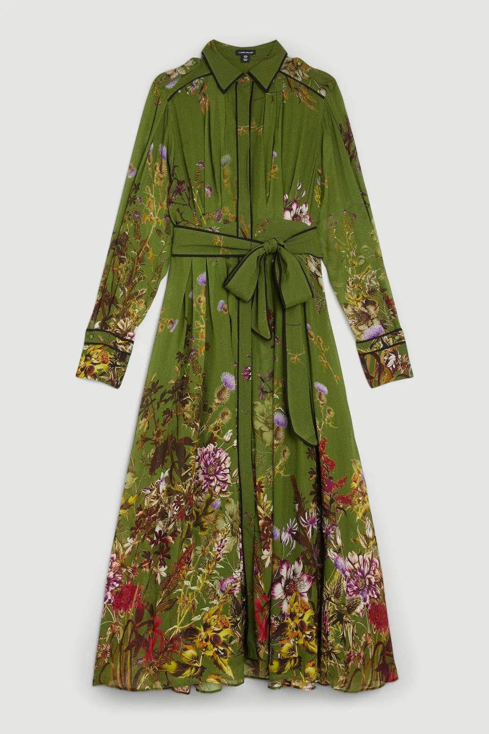 Lydia Millen Viscose Floral Border Shirt Woven Midi Dress BKK13578 4 Lydia Millen Viscose Floral Border Shirt Woven Midi Dress BKK13578