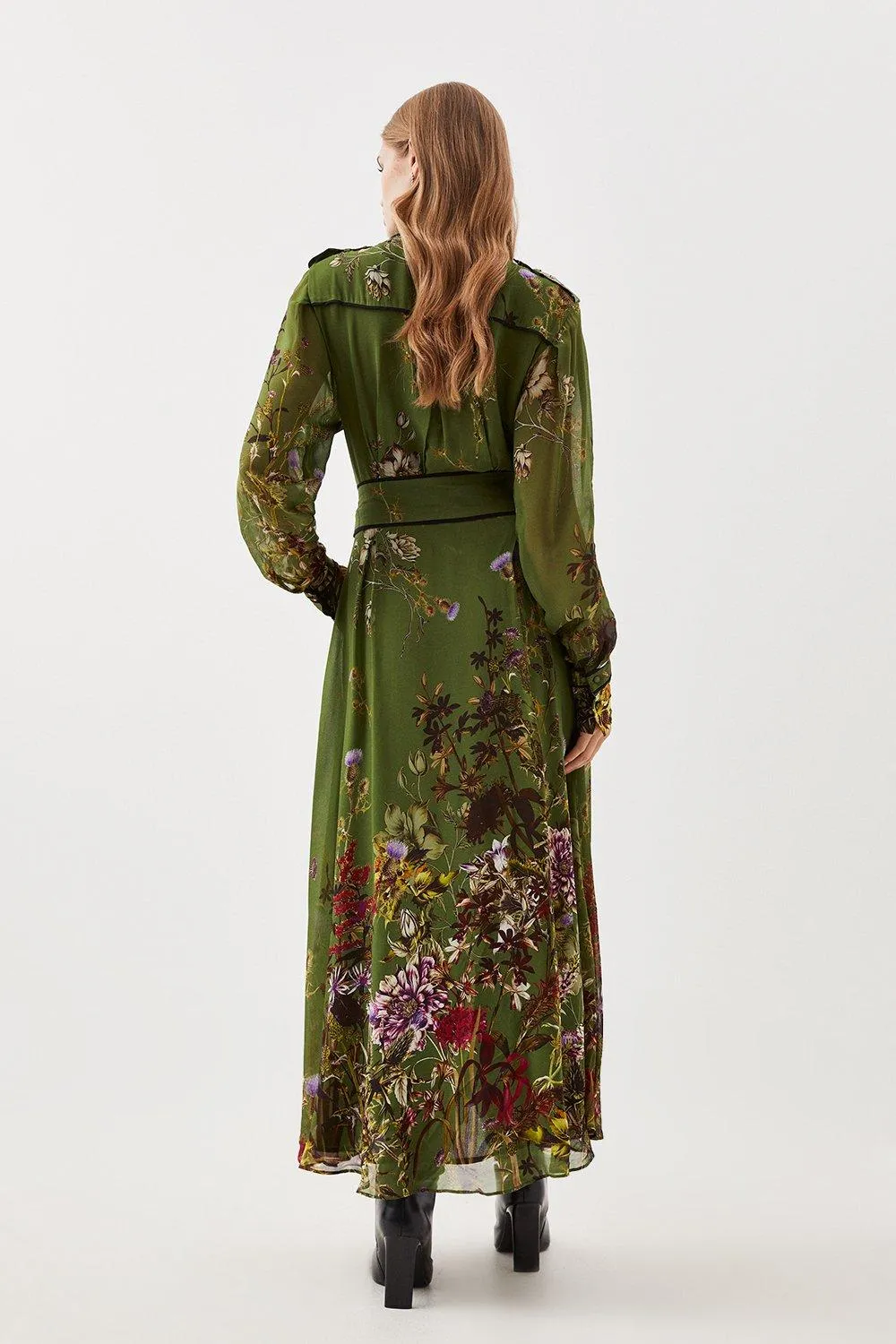 Lydia Millen Viscose Floral Border Shirt Woven Midi Dress BKK13578 6 Lydia Millen Viscose Floral Border Shirt Woven Midi Dress BKK13578