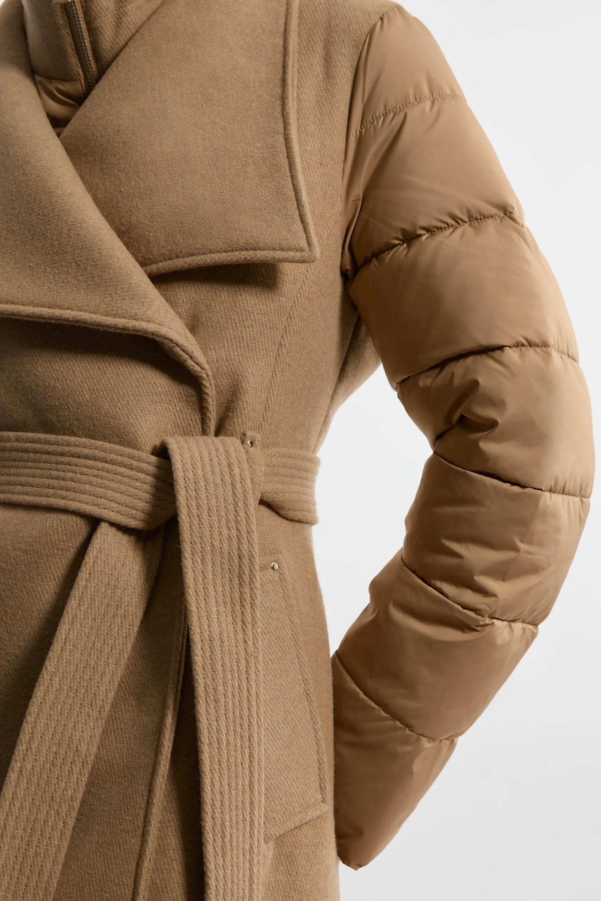 Petite Wool Blend Hybrid Puffer Belted Midi Coat BKK20505 3 Petite Wool Blend Hybrid Puffer Belted Midi Coat BKK20505