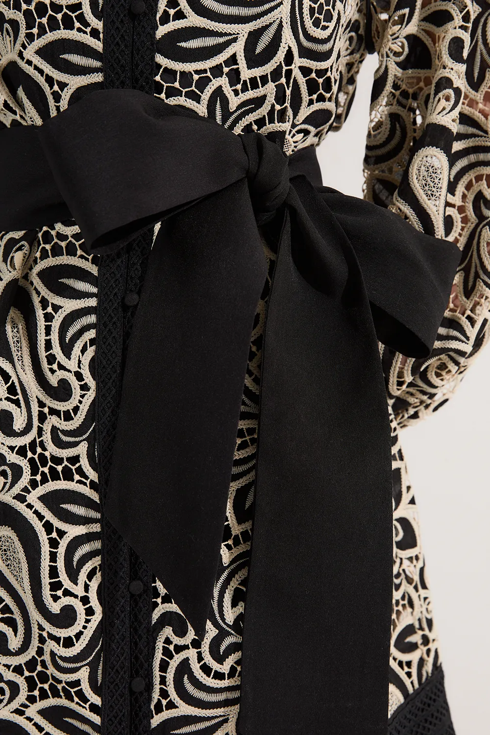 Mono Cutwork Pocket Front Woven Mini Dress BKK24894