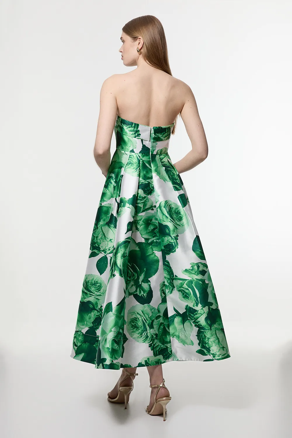 Green Rose Twill Maxi Split Prom Dress BKK24908 5 Green Rose Twill Maxi Split Prom Dress BKK24908