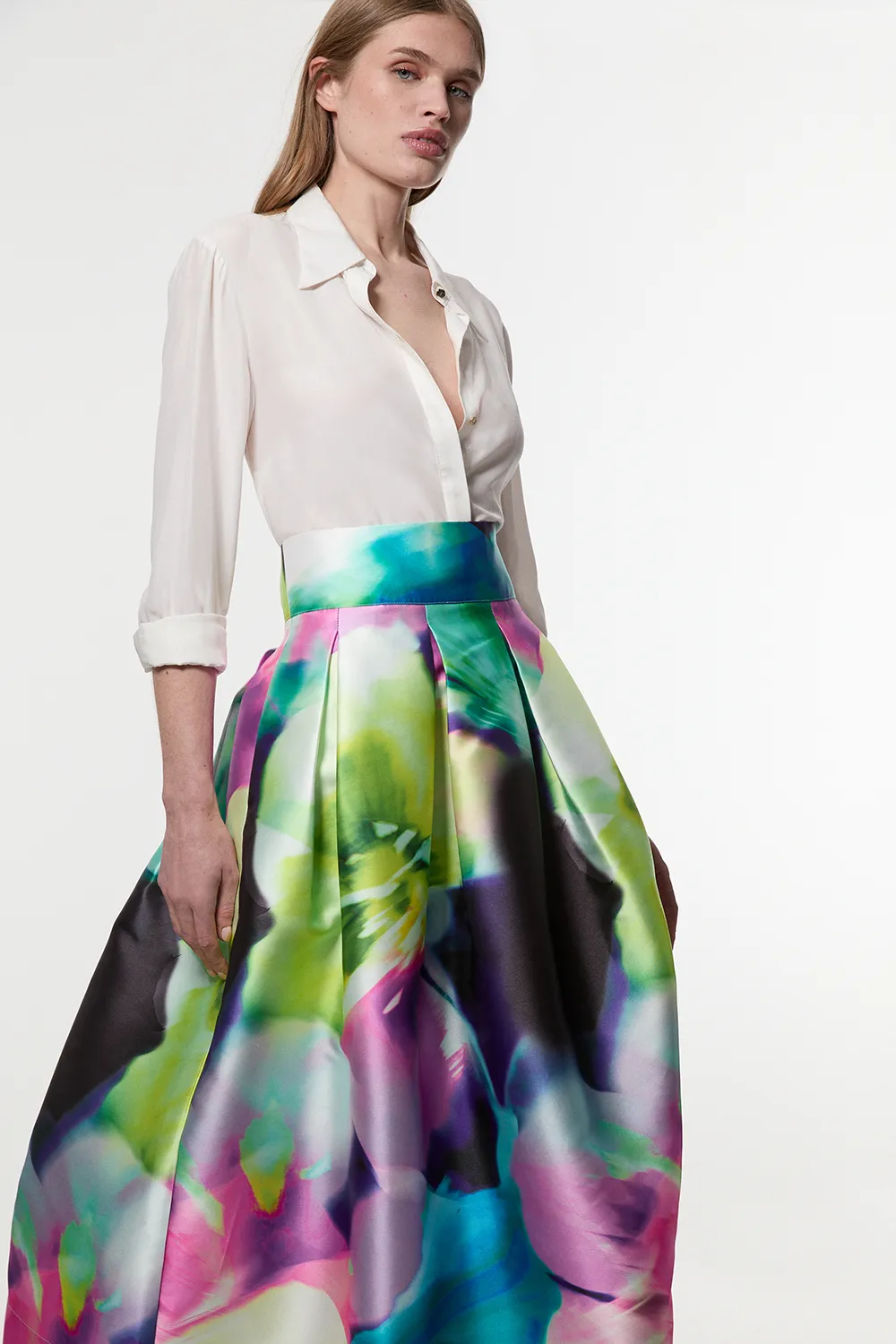 Floral Twill Woven Prom Skirt BKK24916