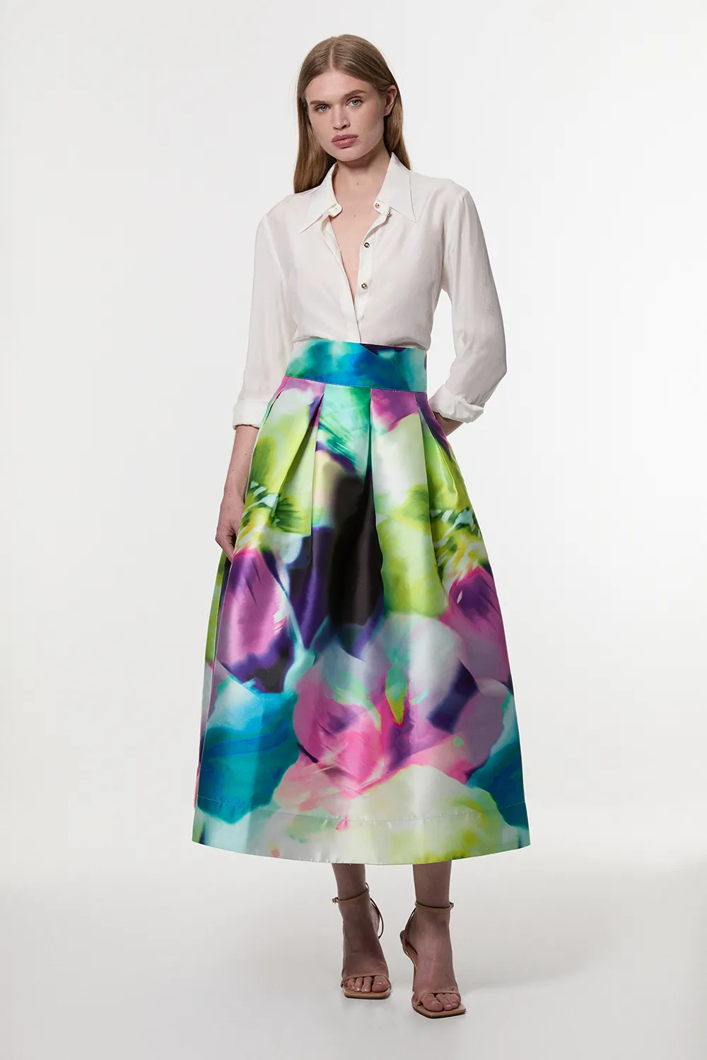 Floral Twill Woven Prom Skirt BKK24916