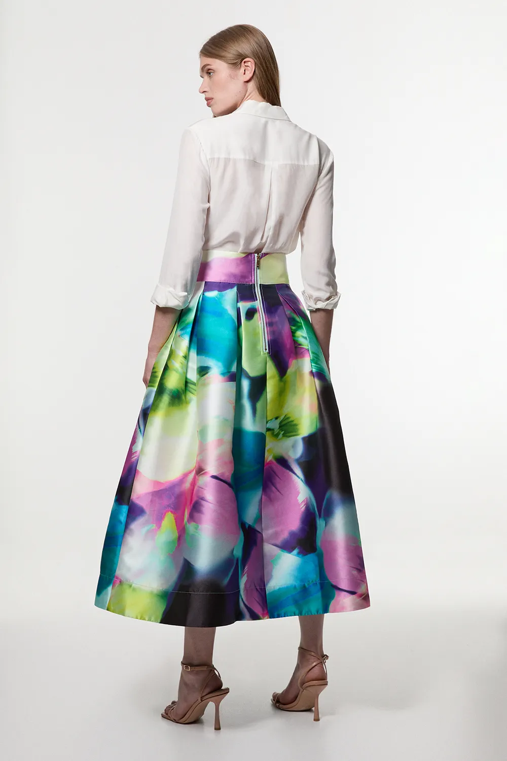 Floral Twill Woven Prom Skirt BKK24916