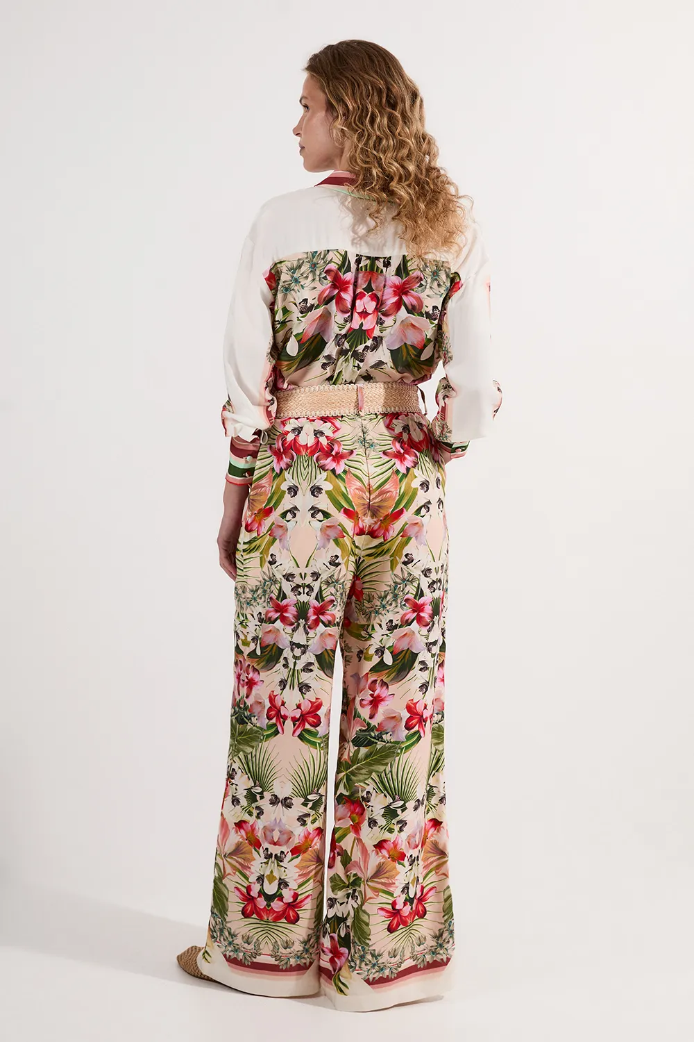Mirrored Viscose Linen Floral Print With Raffia Belt Woven Pants BKK24946 5 Mirrored Viscose Linen Floral Print With Raffia Belt Woven Pants BKK24946