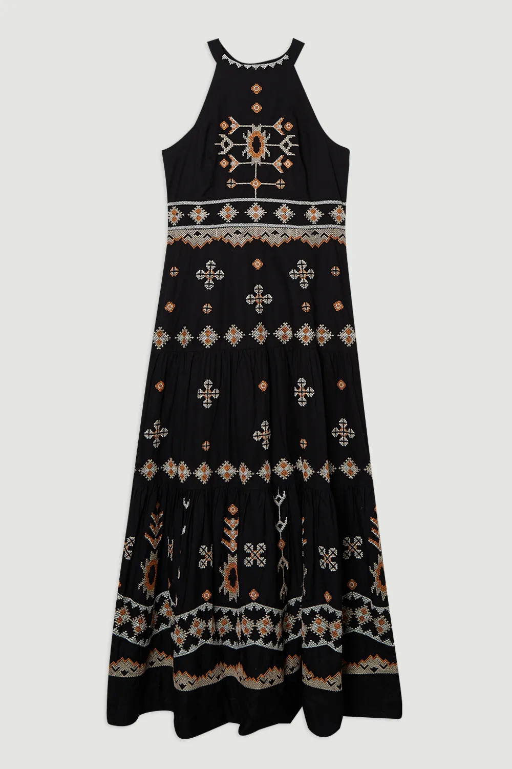 Petite Cotton Embroidered Woven Halter Maxi Dress BKK24980 4 Petite Cotton Embroidered Woven Halter Maxi Dress BKK24980