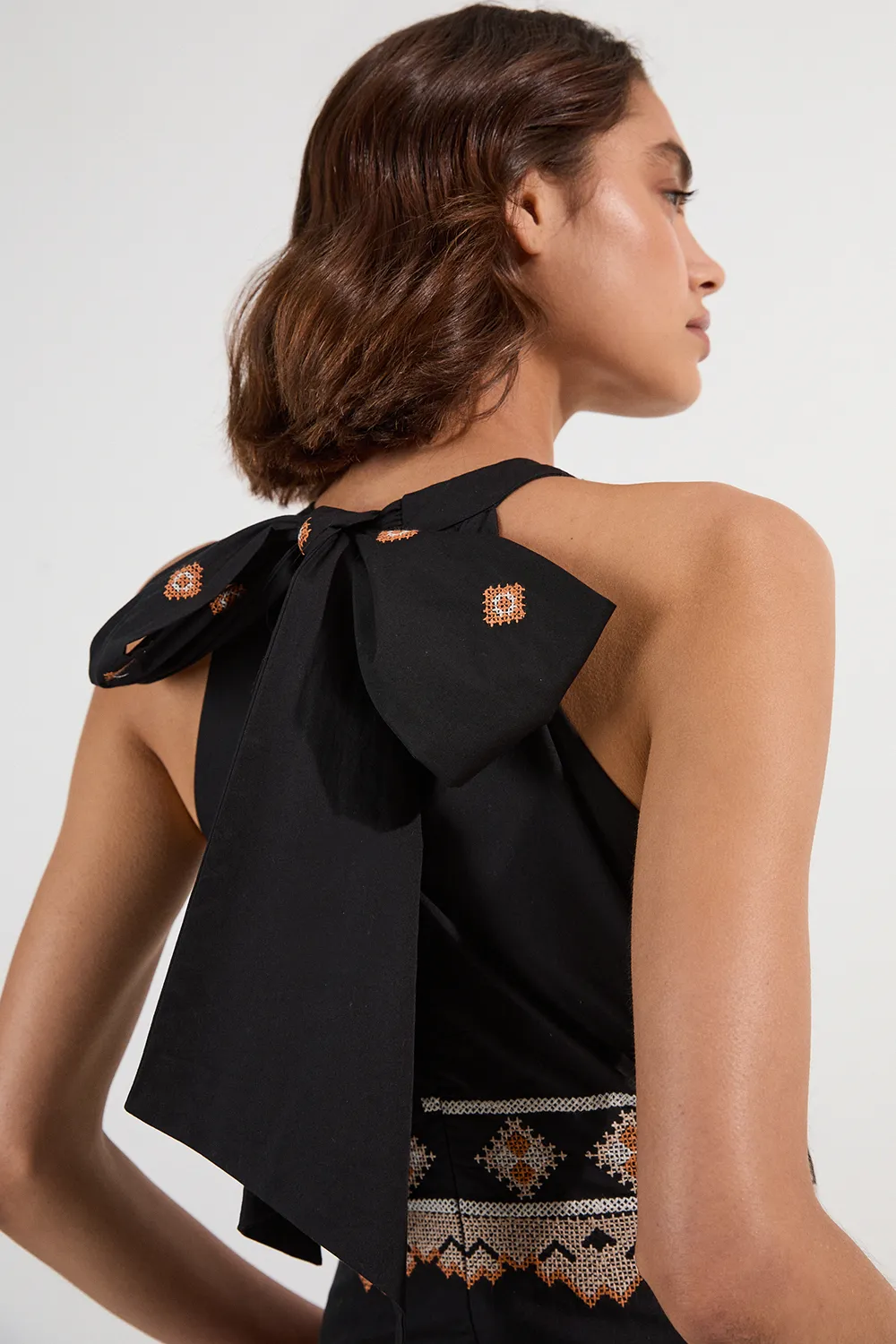 Petite Cotton Embroidered Woven Halter Maxi Dress BKK24980 5 Petite Cotton Embroidered Woven Halter Maxi Dress BKK24980