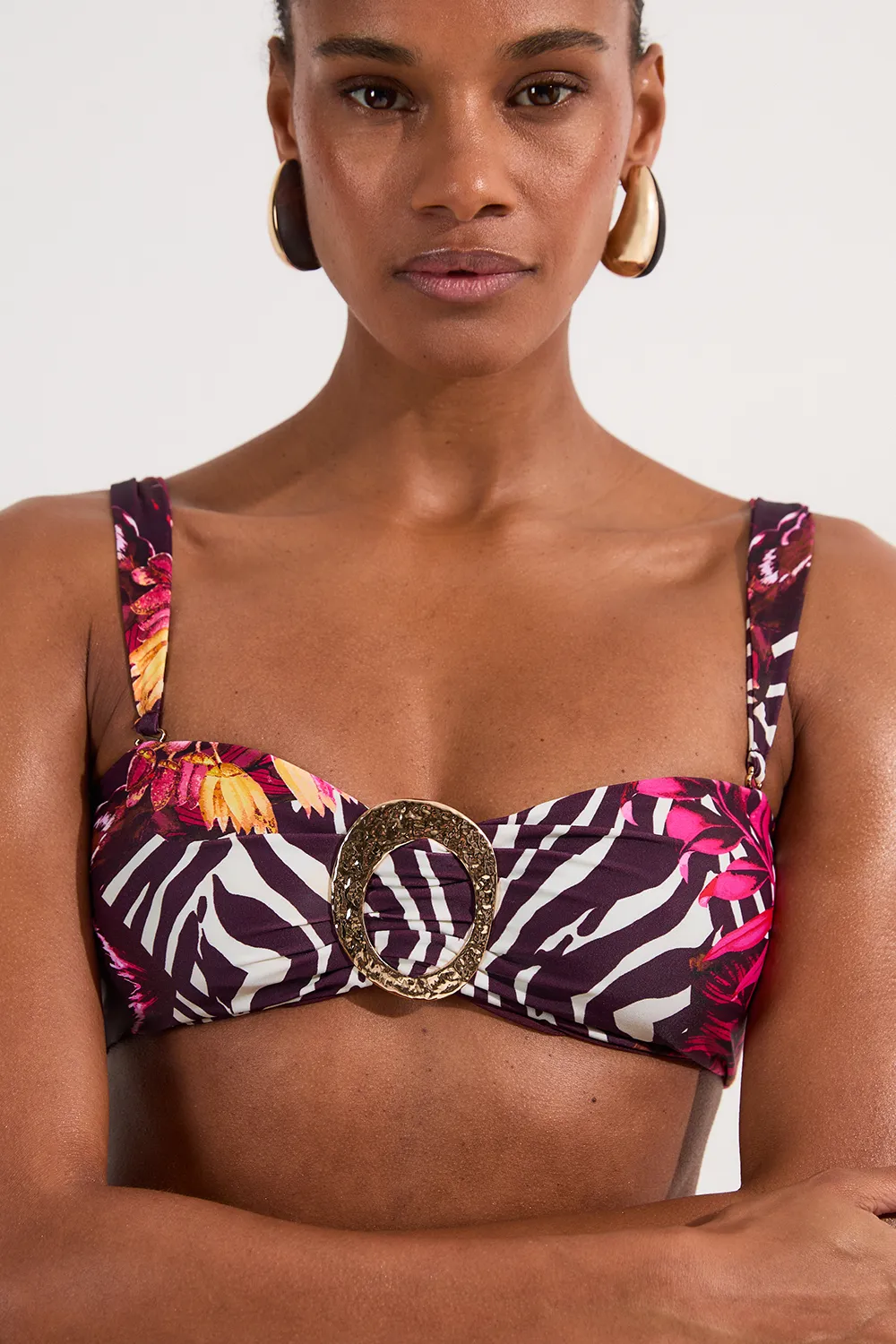 Slinky Bandeau Trim Detail Bikini Top BKK25044