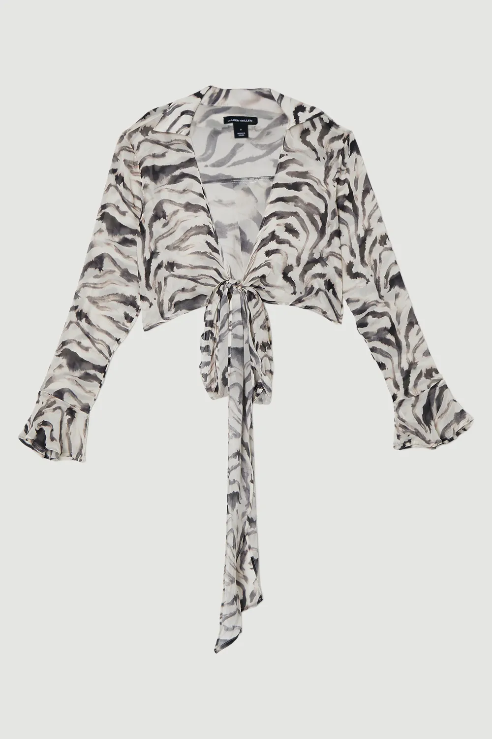 Animal Print Viscose Georgette Beach Wrap Top BKK25064