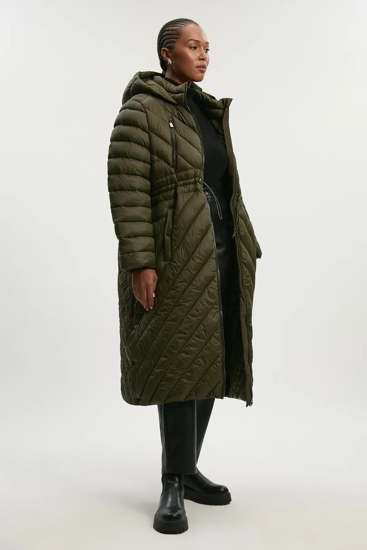 Plus Size Lightweight Knee Length Packable Coat BKK25084