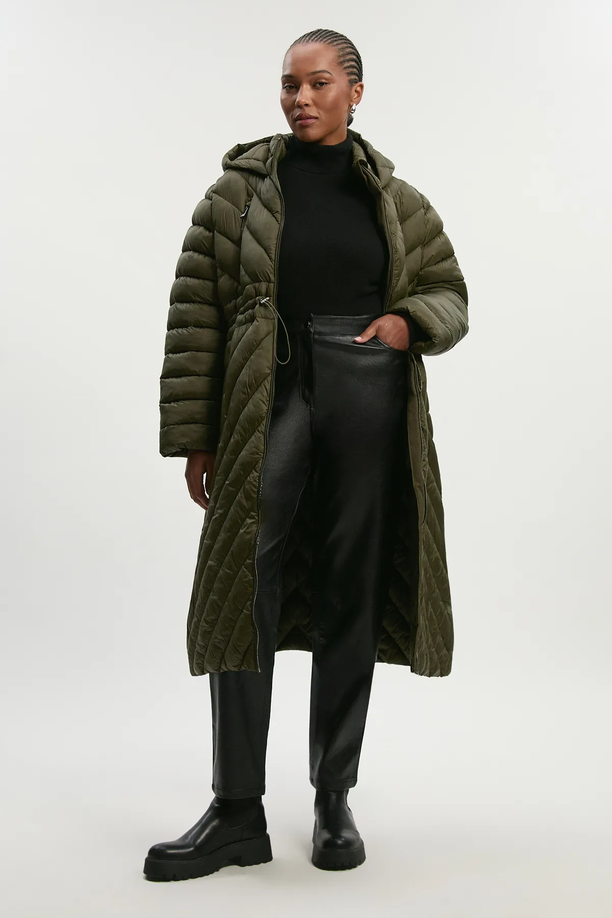 Plus Size Lightweight Knee Length Packable Coat BKK25084