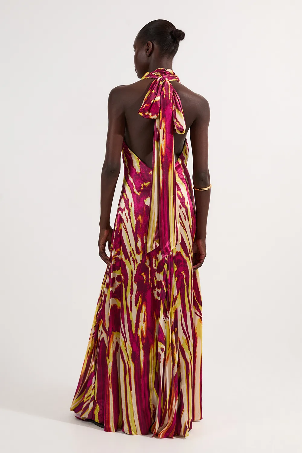 Viscose Satin Border Print Halter Neck Woven Maxi Dress BKK25104 6 Viscose Satin Border Print Halter Neck Woven Maxi Dress BKK25104