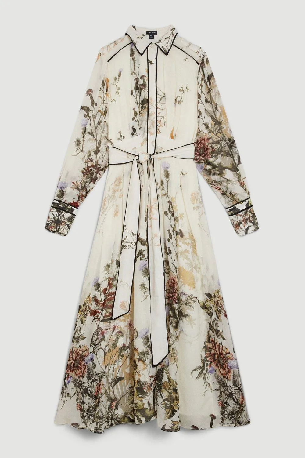 Lydia Millen Petite Viscose Woven Floral Border Shirt Midi Dress BKK14565