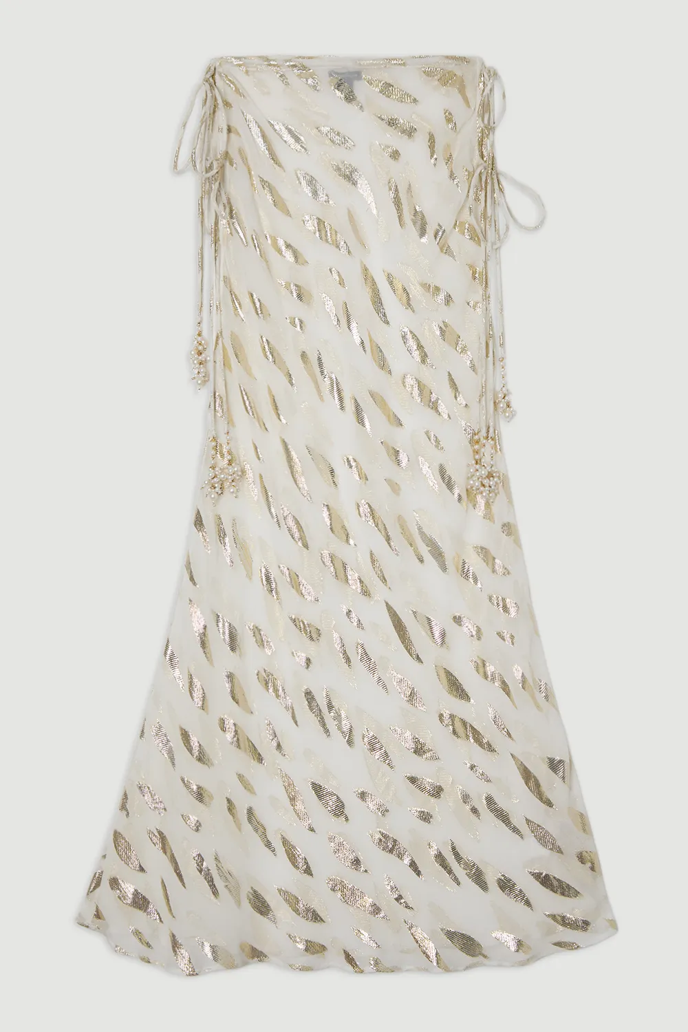 Beach Metallic Thread Tie Waist Maxi Skirt BKK25211