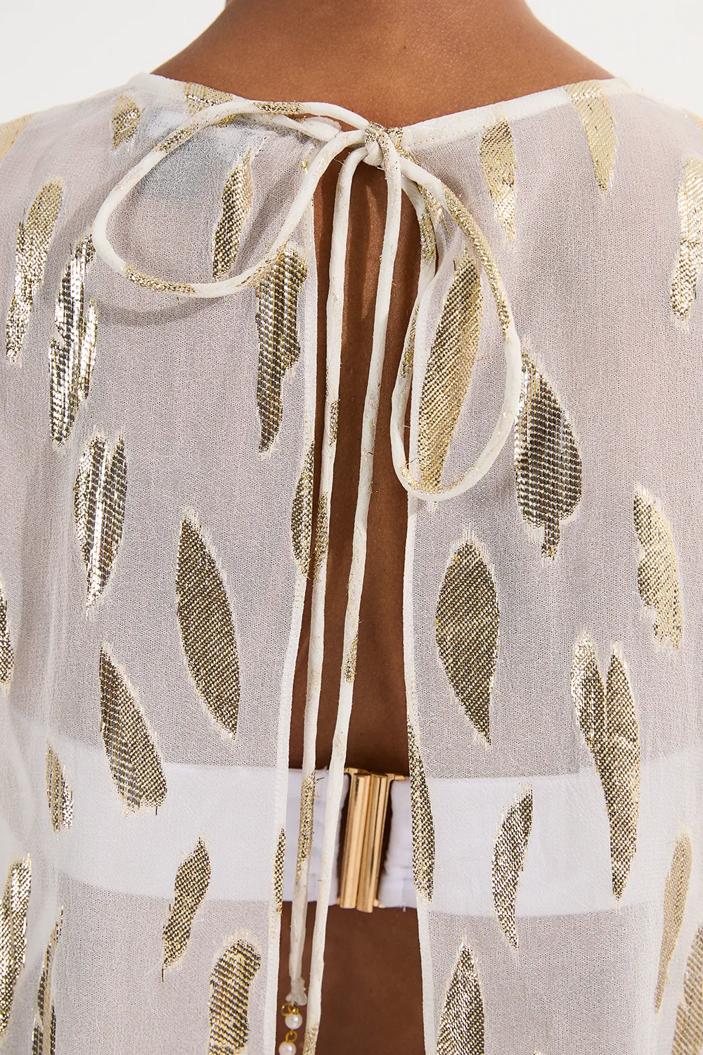 Beach Metallic Thread Kimono Sleeve Top BKK25215