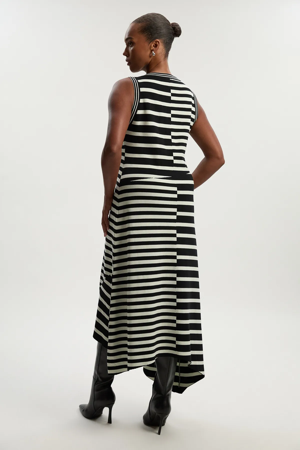 Plus Size Asymmetric Hem Cut About Stripe Sleeveless Knitted Midi Dress BKK25228 5 Plus Size Asymmetric Hem Cut About Stripe Sleeveless Knitted Midi Dress BKK25228