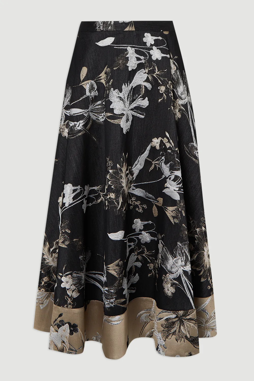 Floral Jacquard Tailored Full Midi Skirt BKK25246