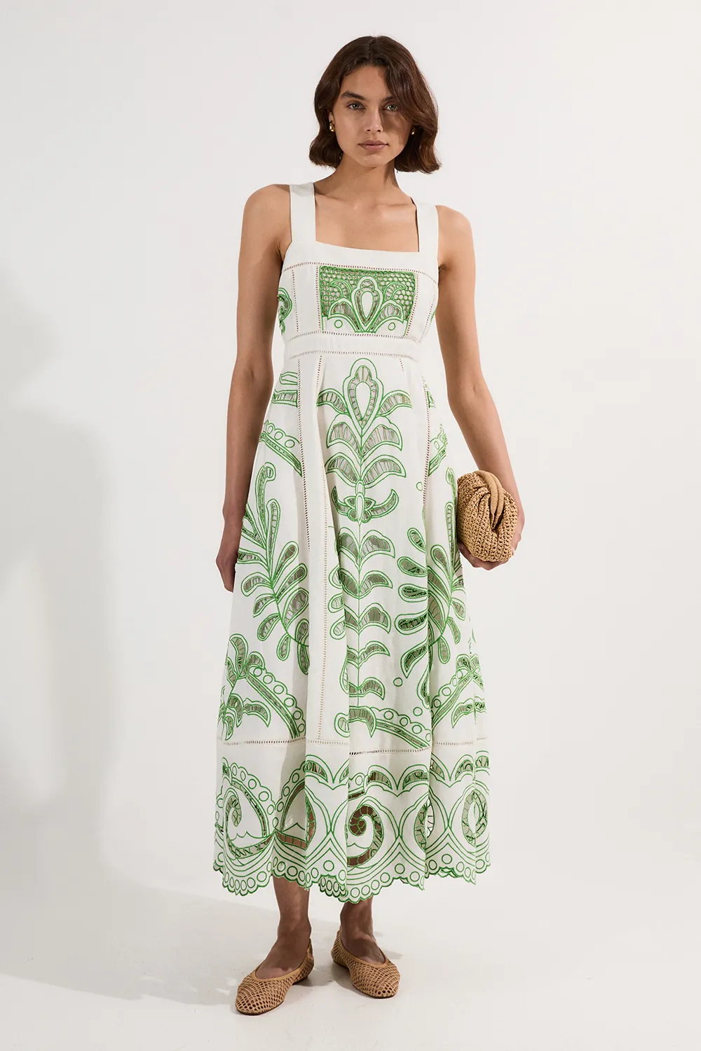 Cutwork Embroidered Woven Midi Prom Dress BKK25268