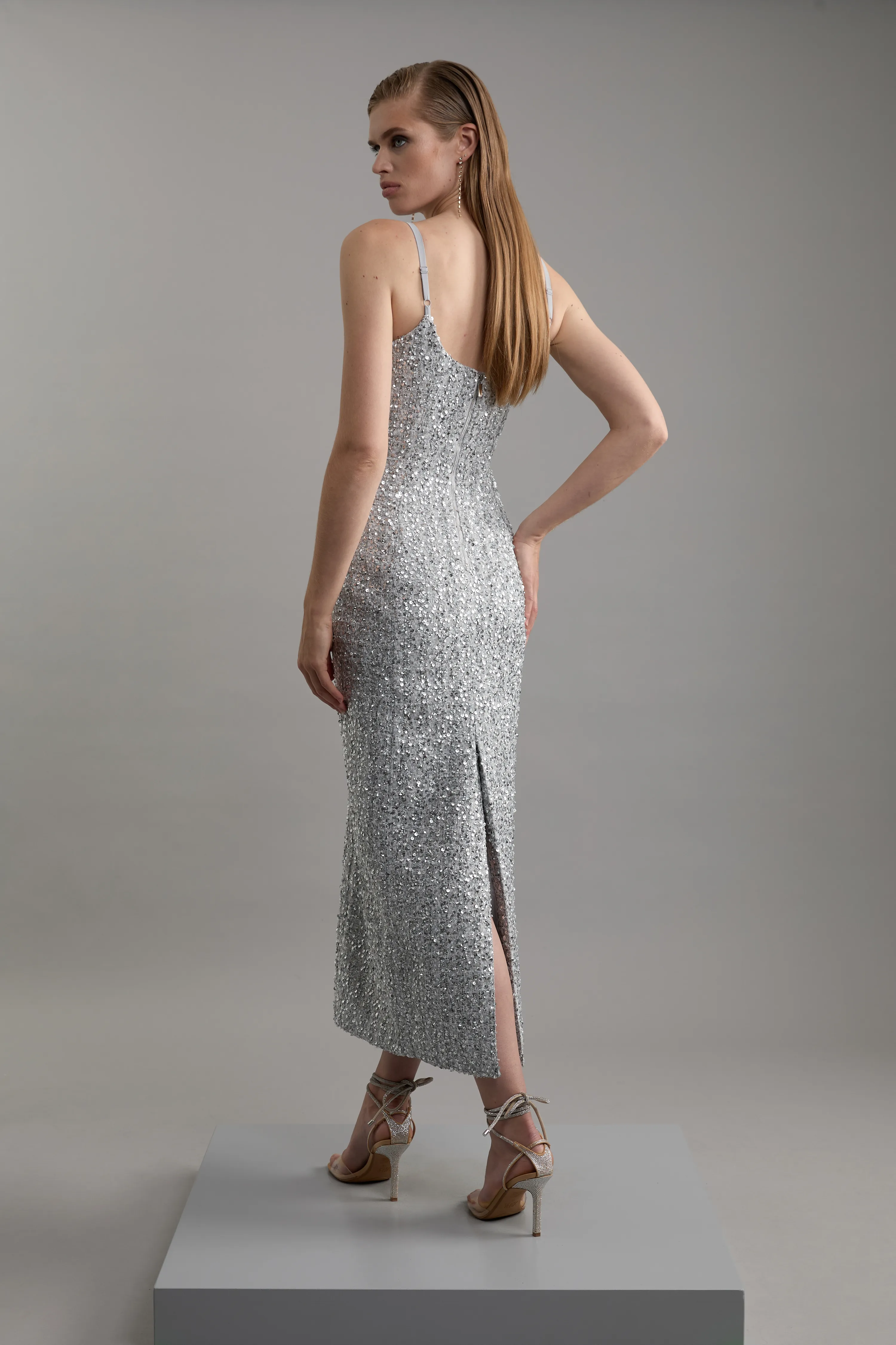 Petite Sequin Metallic Boucle Tailored Maxi Dress BKK20682 3 Petite Sequin Metallic Boucle Tailored Maxi Dress BKK20682