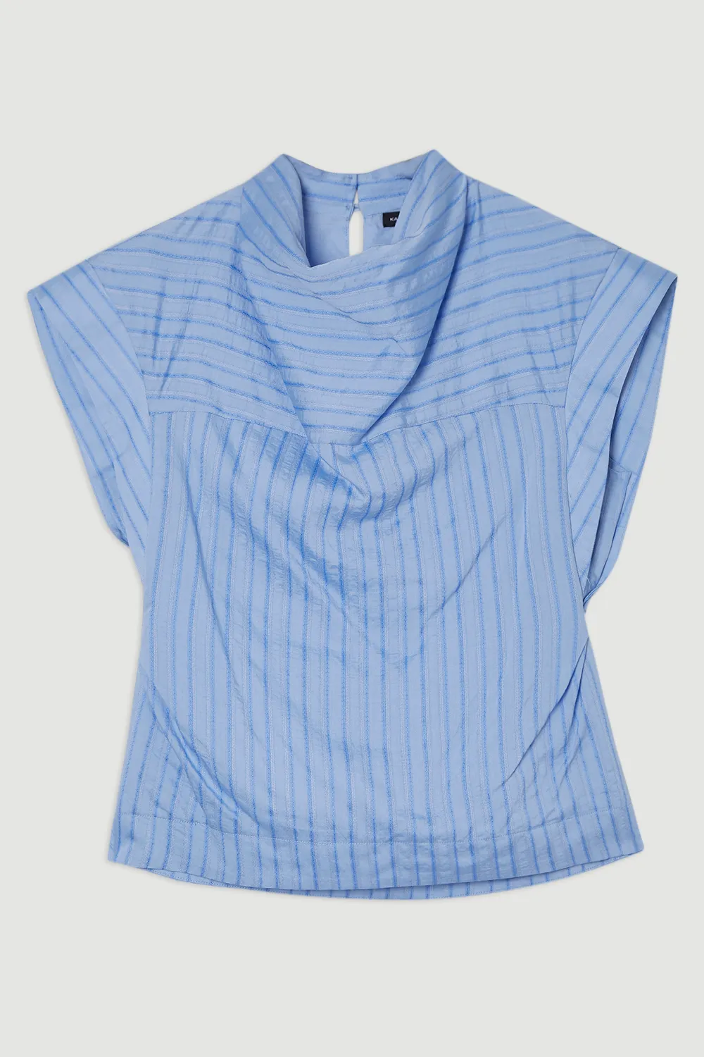 Plus Size Cotton Stripe High Neck Woven Top BKK25279